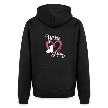 Yorkie Mom Frauchen Hundeschule Yorkshire Terrier - Unisex Premium Bio Zip Hoodie - Schwarz - Hinten - Nico (187cm)