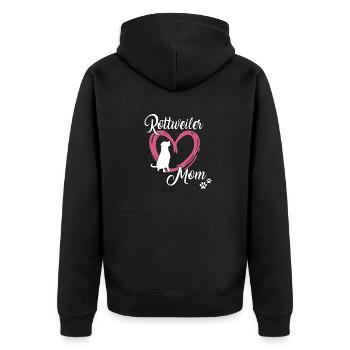 Rottweiler Mom süßes Rottweiler Frauchen Gassi - Unisex Premium Bio Zip Hoodie - Schwarz - Hinten - Nico (187cm)