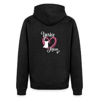 Yorkie Mom Hundehalterin süßes Yorkshire Terrier - Unisex Premium Bio Zip Hoodie - Schwarz - Hinten - Nico (187cm)