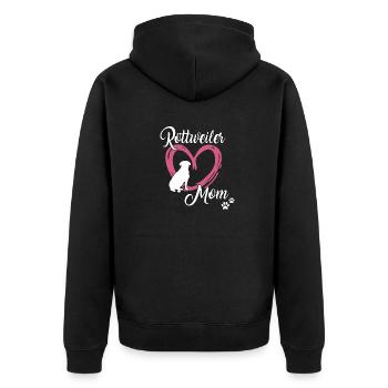 Rottweiler Mom Hundehalterin Motiv süßes Rottweile - Unisex Premium Bio Zip Hoodie - Schwarz - Hinten - Nico (187cm)