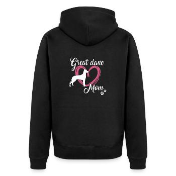 Great Dane Mom Mistress Dog School Great Dane - Unisex Premium Organic Zip Hoodie - black - Back - Nico (187cm)