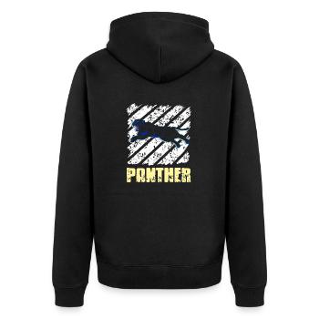 Vintage Panther Cat Lover T-Shirt Present Gift - Unisex Premium Bio Zip Hoodie - Schwarz - Hinten - Nico (187cm)