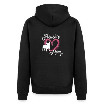 Frenchie Mom Motiv süßes Französische Bulldoggen - Unisex Premium Bio Zip Hoodie - Schwarz - Hinten - Nico (187cm)