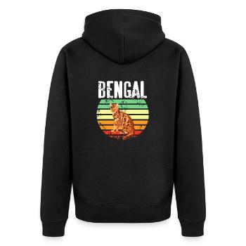 Retro Vintage Bengal T-Shirt Cat Lover Designs - Unisex Premium Bio Zip Hoodie - Schwarz - Hinten - Nico (187cm)