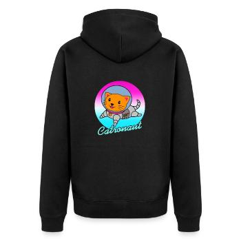 Catronaut Cute Cat Lover T-Shirt Present Gift - Unisex Premium Bio Zip Hoodie - Schwarz - Hinten - Nico (187cm)