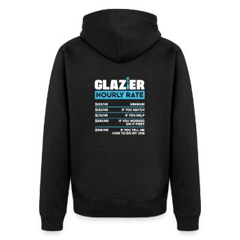 Glazier Window Fitter Glazier Hourly Rate - Unisex Premium Bio Zip Hoodie - Schwarz - Hinten - Nico (187cm)