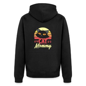 Cat Mommy Cute Cat Lover T-Shirt Present Gift - Unisex Premium Bio Zip Hoodie - Schwarz - Hinten - Nico (187cm)