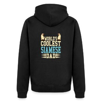 World's Coolest Siamese Dad Cat Lover T-Shirt - Unisex Premium Organic Zip Hoodie - black - Back - Nico (187cm)