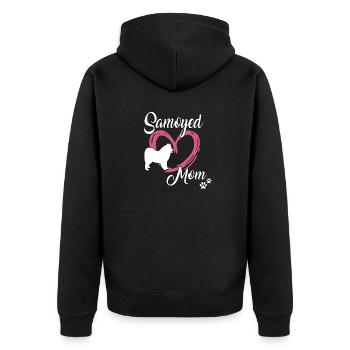 Samoyed Mom Hundehalterin Motiv süßes Samojede - Unisex Premium Bio Zip Hoodie - Schwarz - Hinten - Nico (187cm)