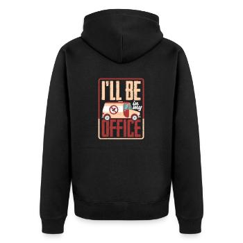 Pest Control Technician Exterminator I'll Be In - Unisex Premium Bio Zip Hoodie - Schwarz - Hinten - Nico (187cm)