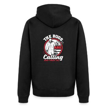 Pest Control Technician Exterminator The Bugs Are - Unisex Premium Bio Zip Hoodie - Schwarz - Hinten - Nico (187cm)