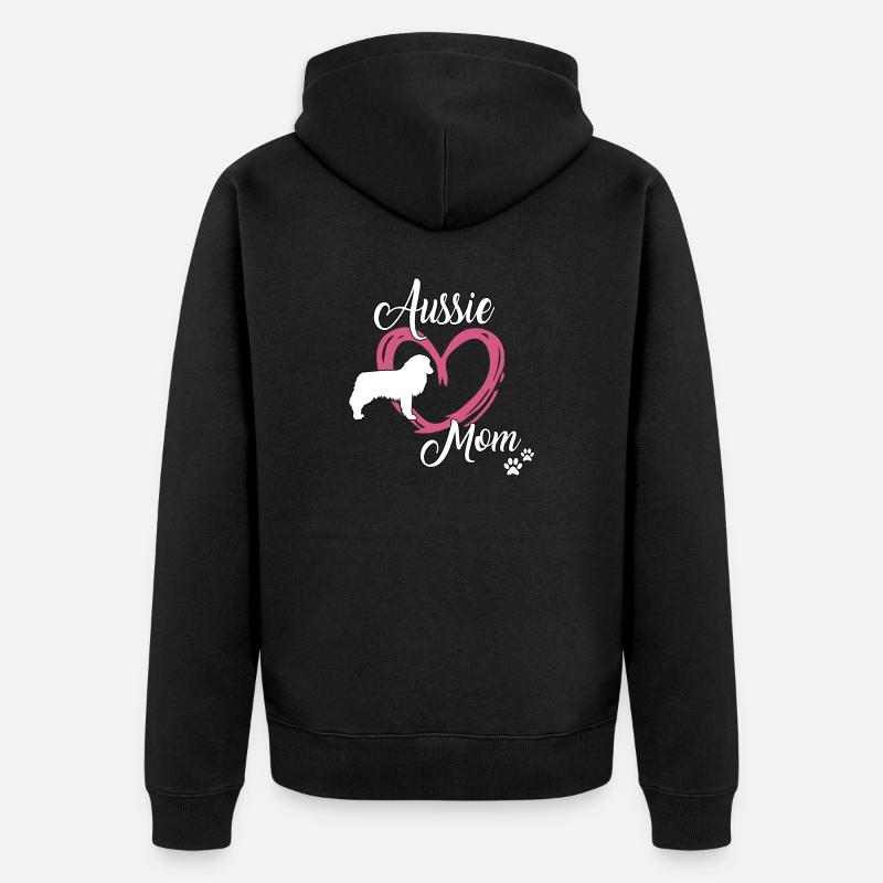 Aussie Mom Hundehalter süßes Australian Shepherd - Unisex Premium Bio Zip Hoodie - Schwarz