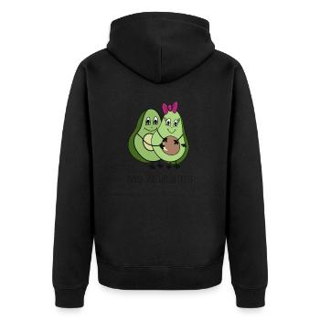 Bald sind wir zu dritt Avocado - Ankündigung - Unisex Premium Bio Zip Hoodie - Schwarz - Hinten - Nico (187cm)