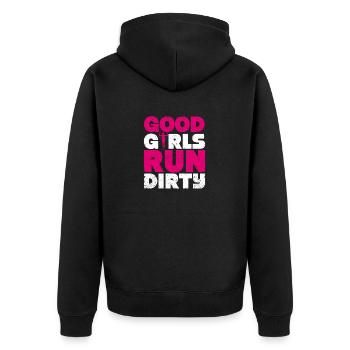 Drôle de trail running jogging runner filles bon - Veste à capuche bio Premium Unisexe - noir - Dos - Nico (187cm)