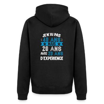 Cadeau anniversaire 40 ans rigolo homme - Veste à capuche bio Premium Unisexe - noir - Dos - Nico (187cm)