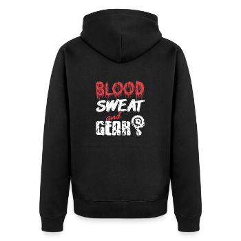 Sueur de sang et équipement T-shirt de cyclisme génial - Veste à capuche bio Premium Unisexe - noir - Dos - Nico (187cm)