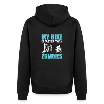 My Bike Is Faster Than Zombies Funny Cycling - Unisex Premium Organic Zip Hoodie - black - Back - Nico (187cm)