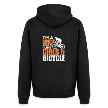I'm a Simple Guy I Like Girls & Bicycle T-Shirt - Unisex Premium Bio Zip Hoodie - Schwarz - Hinten - Nico (187cm)