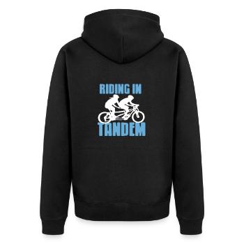 Riding In Tandem Awesome Cycling T-Shirt Present - Unisex Premium Organic Zip Hoodie - black - Back - Nico (187cm)