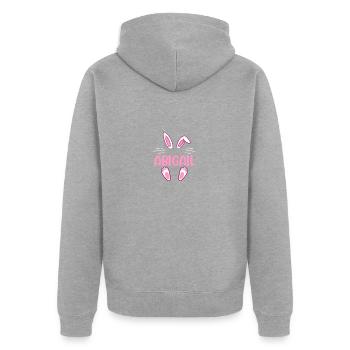 ABIGAIL Easter - Unisex Premium Bio Zip Hoodie - Grau meliert - Hinten - Nico (187cm)