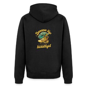 Banane das Leben kann so schön sein lustiges Desig - Unisex Premium Bio Zip Hoodie - Schwarz - Hinten - Nico (187cm)