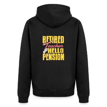 Enseignant à la retraite Hello Pension Retirement Outfit - Veste à capuche bio Premium Unisexe - noir - Dos - Nico (187cm)