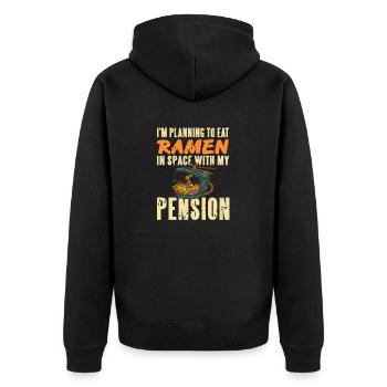 Planning To Eat Ramen In Space With My Pension - Unisex Premium Organic Zip Hoodie - black - Back - Nico (187cm)