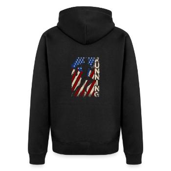 USA Runners Vintage Patriotic Runners Run - Veste à capuche bio Premium Unisexe - noir - Dos - Nico (187cm)