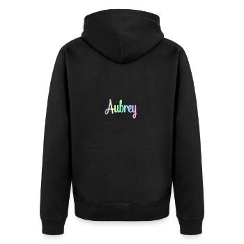 AUBREY Rainbow Cursive Minimaliste - Veste à capuche bio Premium Unisexe - noir - Dos - Nico (187cm)