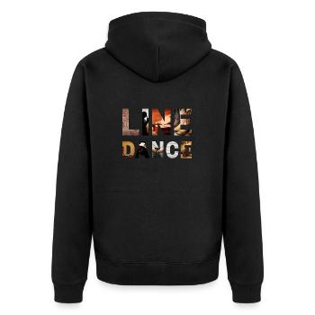 Buchstaben Line Dance - Unisex Premium Bio Zip Hoodie - Schwarz - Hinten - Nico (187cm)