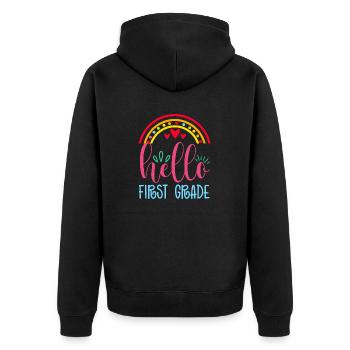 Kinder Crew Funny Kindergarten Teacher 1st Day of - Unisex Premium Organic Zip Hoodie - black - Back - Nico (187cm)