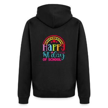 Willkommen zurück in der Schule Erster Schultag Lehrer - Unisex Premium Bio Zip Hoodie - Schwarz - Hinten - Nico (187cm)