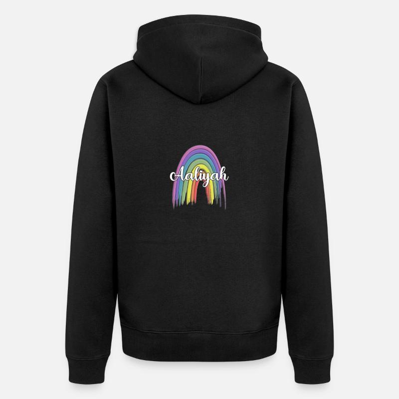 AALIYAH Rainbow Cursive - Unisex Premium Bio Zip Hoodie - Schwarz