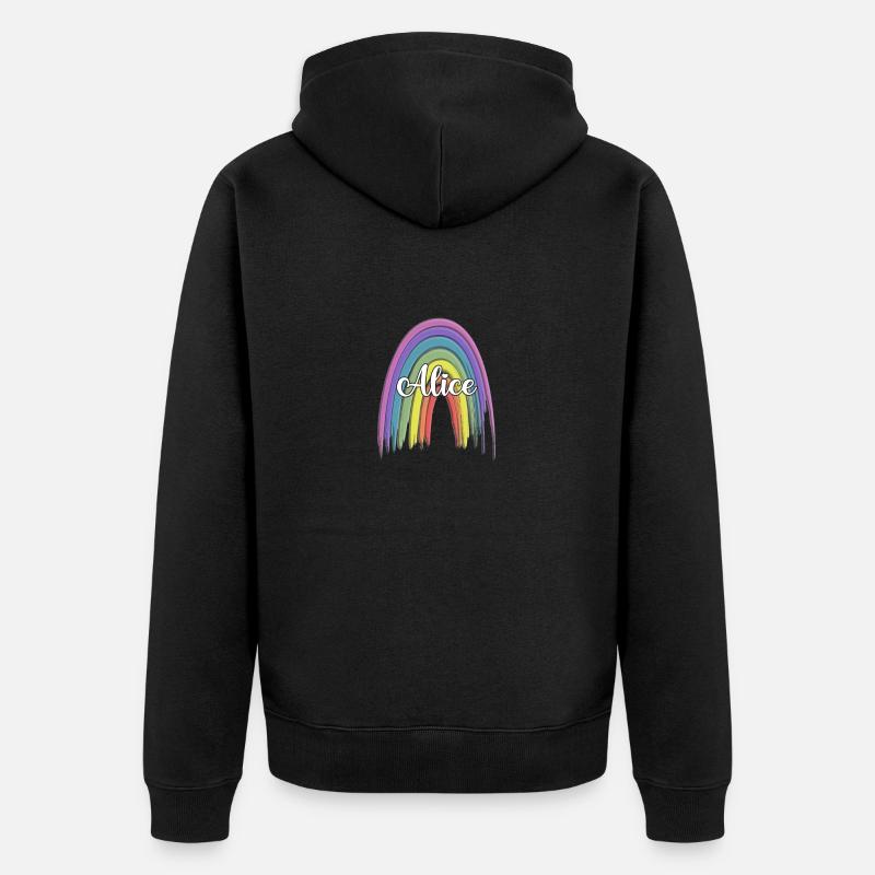 ALICE Arc-en-ciel Cursive - Veste à capuche bio Premium Unisexe - noir