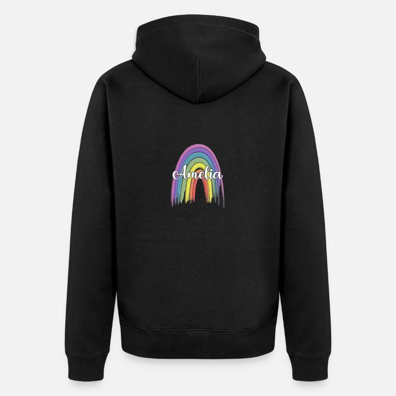 AMELIA Arc-en-ciel Cursive - Veste à capuche bio Premium Unisexe - noir