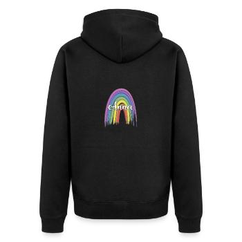 ANNA Rainbow Cursive - Unisex Premium Organic Zip Hoodie - black - Back - Nico (187cm)