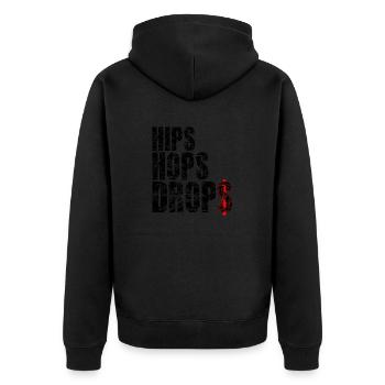 hips hops drops black - Unisex Premium Bio Zip Hoodie - Schwarz - Hinten - Nico (187cm)