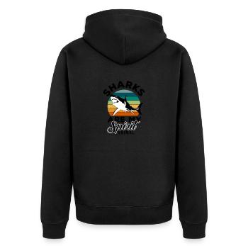 requin, grand requin blanc, requins, mégalodon, requin, requin marteau - Veste à capuche bio Premium Unisexe - noir - Dos - Nico (187cm)