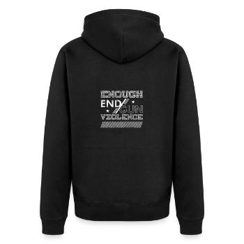 Enough End Gun Violence - Expressive Design - Unisex Premium Organic Zip Hoodie - black - Back - Nico (187cm)