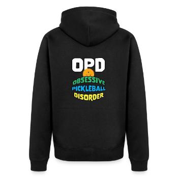 Outdoor Gartenspiel Lustiges Pickleball Design mit - Unisex Premium Bio Zip Hoodie - Schwarz - Hinten - Nico (187cm)