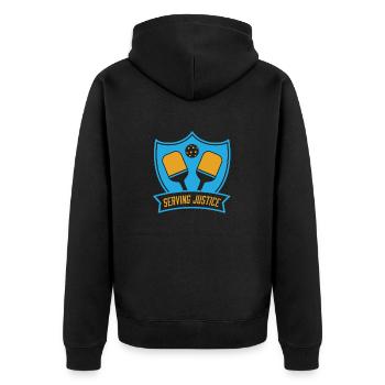 Outdoor Gartenspiel Lustiges Pickleball Design mit - Unisex Premium Bio Zip Hoodie - Schwarz - Hinten - Nico (187cm)