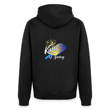 Outdoor Gartenspiel Lustiges Pickleball Design mit - Unisex Premium Bio Zip Hoodie - Schwarz - Hinten - Nico (187cm)