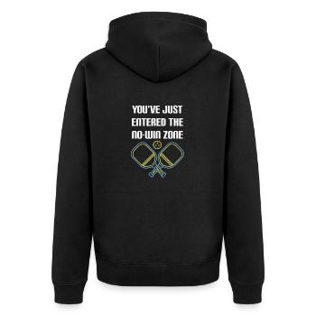 Outdoor Gartenspiel Lustiges Pickleball Design mit - Unisex Premium Bio Zip Hoodie - Schwarz - Hinten - Nico (187cm)