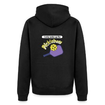 Outdoor Gartenspiel Lustiges Pickleball Design mit - Unisex Premium Bio Zip Hoodie - Schwarz - Hinten - Nico (187cm)