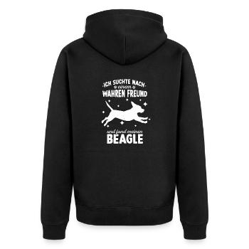 Beagle Hundeschule Beagle Gassi Hunde - Unisex Premium Bio Zip Hoodie - Schwarz - Hinten - Nico (187cm)
