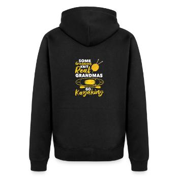 Einige Omas stricken echte Oma gehen Kajakfahren - Unisex Premium Bio Zip Hoodie - Schwarz - Hinten - Nico (187cm)