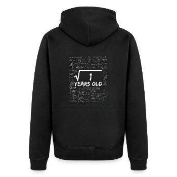 Square Root of 1 1ST Funny Math Birthday - Unisex Premium Bio Zip Hoodie - Schwarz - Hinten - Nico (187cm)