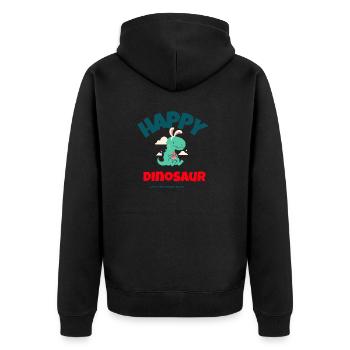 Happy Dinosaur - Unisex Premium Bio Zip Hoodie - Schwarz - Hinten - Nico (187cm)