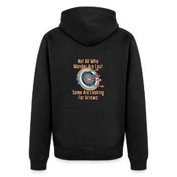 Bogenschütze und Zielscheiben Design Lustiges - Unisex Premium Bio Zip Hoodie - Schwarz - Hinten - Nico (187cm)