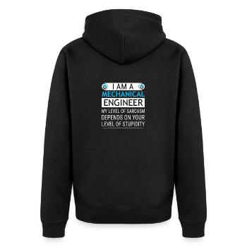 Mechanical Engineer Level of Sarcasm Depends on - Unisex Premium Organic Zip Hoodie - black - Back - Nico (187cm)